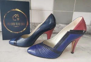 Scarpe vintage ELLEN'S italiane in pelle con tacco Stilleto - UK 5,5 EU 38,5 - Foto 1 di 10