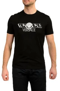 Versace Men's Black "Taylor Fit" Short Sleeve Logo Print T-Shirt US XS IT 46 - Picture 1 of 5