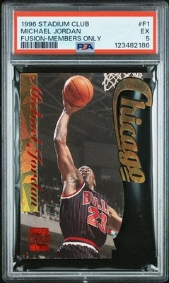1996 Topps Stadium Club Michael Jordan Fusion Members Only #F1 PSA 5 - Image 1 of 2