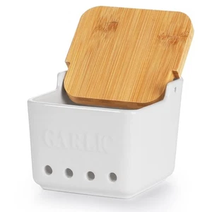Garlic Keeper with Lid, Ceramic Garlic Holder Storage, Garlic Container for K... - Picture 1 of 9