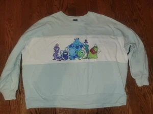 Pixar Her Universe Monsters Inc Sweatshirt 2 Green & Cream Panel Mike Roz Boo - Bild 1 von 5
