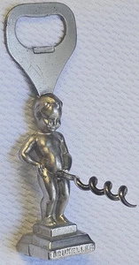 Vintage Manneken Pis Corkscrew Figural Peeing Boy 2 in 1 Wine & Bottle Opener 4¾ - Picture 1 of 16