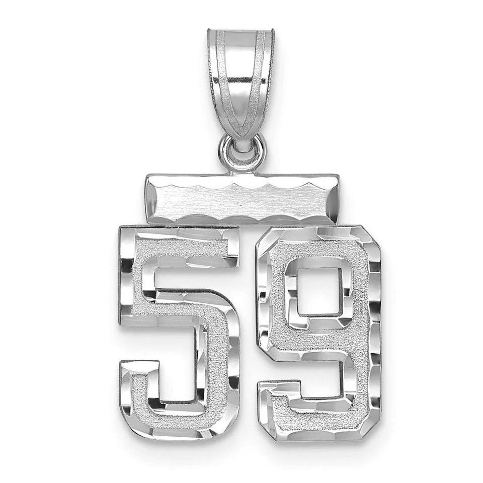 14k White Gold, Varsity Collection, Small D/C Pendant, Number 59 - Image 1 of 4
