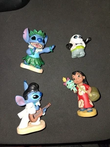 Disney Lot 4x Lilo Stitch Plastic Figures Toppers 2" Elvis Hula Kung Fu Panda  - Picture 1 of 1