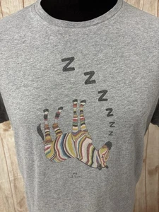 Paul Smith Mens T-Shirt XL Grey Sleeping Zebra Signature Stripe Crew Neck Organi - Picture 1 of 17