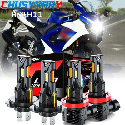 4 peças lâmpadas de farol de LED H7+H11 para Suzuki Vstrom 1000 2014-2016 2018 2019 - Imagem 1 de 4