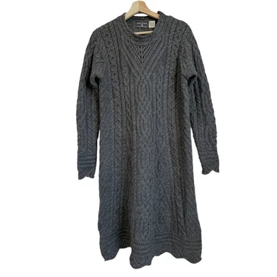 Irish Store Sweater Dress Women Size XL Gray Merino Wool Cable Knit Ireland Warm - Image 1 of 4