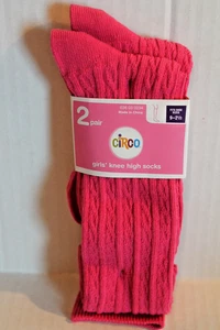 Target Circo 2-Pair Pack Pink Knee High Socks Fits Girls Shoe Size 9-2.5 NEW - Picture 1 of 2
