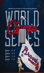 ALL SIZES Light Switch Plate Cover MAN CAVE ATLANTA BRAVES WORLD SERIES CHAMPS - Picture 1 of 27