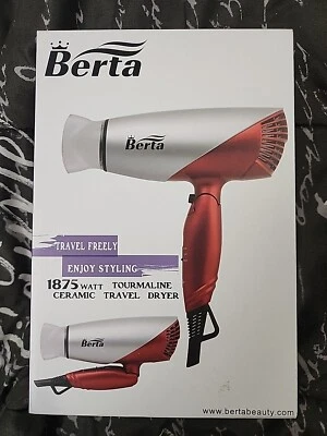 Berta 1875W Plegable Viaje Secador de Pelo Cerámica Enchufe EE. UU. Doble Voltaje Foto 1 de 4