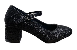 Diamante Glitter Wedding Party Shoes Bridesmaids Kids Girls UK 10-2 - Picture 1 of 5