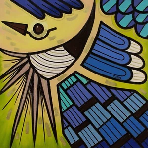 Blue Jay bird, Original artwork oil painting, abstract painting 20''x20" - Picture 1 of 5