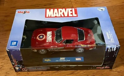 Free Shipping Marvel Captain America Maisto 2003 1:18 Scale 1965 Chevy Corvette - Image 1 of 2