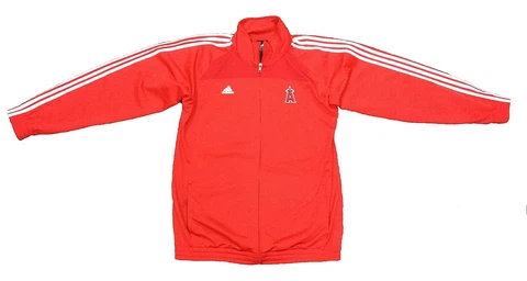 New Adidas Los Angeles Angels of Anaheim MLB Youth Red Zip Warm Up Track Jacket Cover