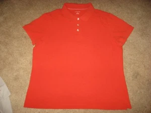 Womens Red Orange LANDS END Golf Poly Short Sleeve Knit Shirt Top Large 14 - 16 - Picture 1 of 1