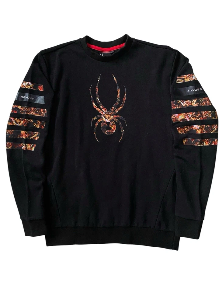 Spyder Mens S  Big Logo Spellout Sleeve Crewneck Sweater Black - Image 1 of 4