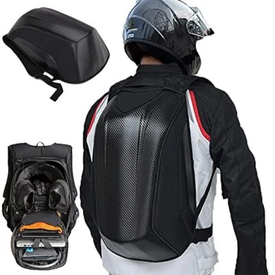 Carbon Fiber Motorcycle Backpack Waterproof Helmet Storage Bag for Riders - Image 1 of 4