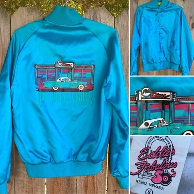Vintage Hot August Nights Reno Satin Bomber Jacket Eddie’s Fabulous 50s S T Bird - Image 1 of 4