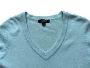 Ann Taylor 100% Kaschmir V-Ausschnitt Pullover Langarm S Aqua Bin-W - Bild 1 von 5