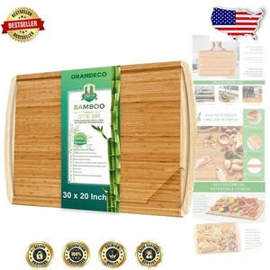 Bamboo 30 x 20 Cutting Board - Versatile Dual-Sided for Meat & Charcuterie - Picture 1 of 10