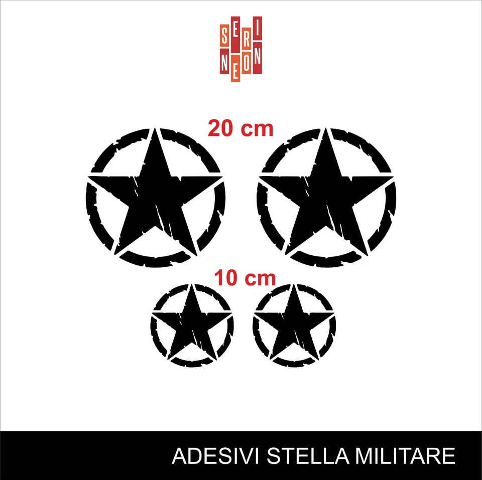 4 Adesivi 20cm 10cm Stella Militare stickers Auto US ARMY 4x4 Jeep Fuoristrada - Imagen 1 de 1