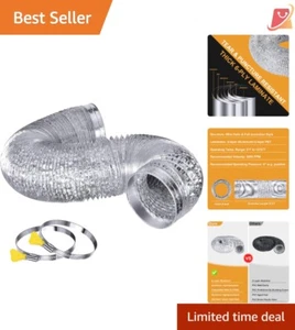 4" Aluminum Foil Flexible Dryer Vent Duct 16ft Extra Thick Durable Hose Kit - Picture 1 of 7
