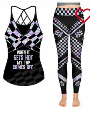 JUEGO LEGGINGS Y CAMISETA SIN MANGAS RACE WORLD HOLOGRÁFICOS A CUADROS ELÁSTICOS M/L NUEVO CON ETIQUETAS Foto 1 de 4