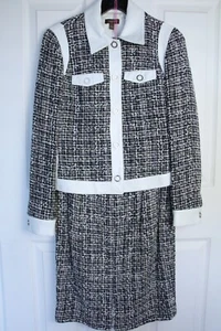 Vintage Tesori suit tweeded and leather - Black and White Blazer Dress Suit - Picture 1 of 17