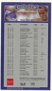 RARO 2003 San Jose Earthquakes MLS MAGNET calendario de fútbol!!! Wells Fargo - Imagen 1 de 1