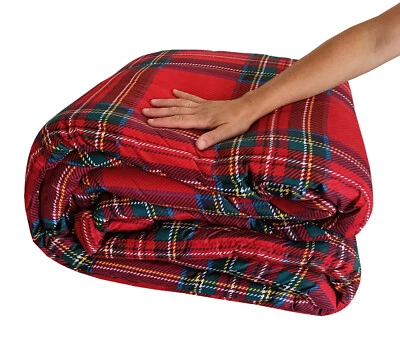 Trapunta Piumone Matrimoniale Singola Piazza Mezza Tartan Scozzese Rosso Quadri - Immagine 1 di 4