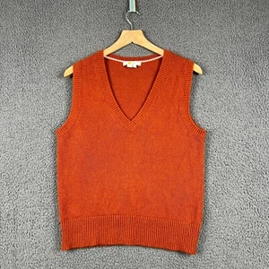 BODEN Jumper Womens M Burnt Orange Sweater Vest 100% Cashmere Knitted V Neck - Picture 1 of 8