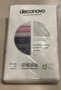 Cortinas oscuras aislantes térmicos impresas en lámina de plata gris de 2 paneles Deconovo - Imagen 1 de 2