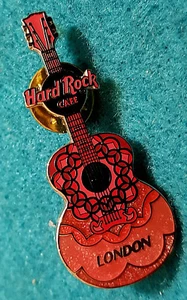 LONDRES INGLATERRA 2 TONOS ROSA *MINI GUITARRA* SERIE LOGO AZUL Hard Rock Café PIN LE - Imagen 1 de 1