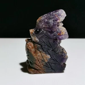 Natural Amethyst Cluster Quartz.Mineral Specimens.Hand-Carved Hedgehog Healing,M - Picture 1 of 8