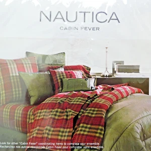 Nautica Cabin Fever Solid Olive Standard Pillow Shams 2 Cotton Brand New - Picture 1 of 5