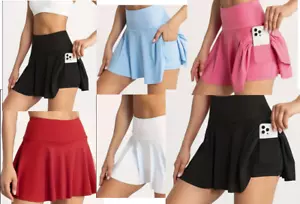 Gonna corta sportiva da donna con tasche gonna pickleball pantaloncino mini gonna tennis - Foto 1 di 32