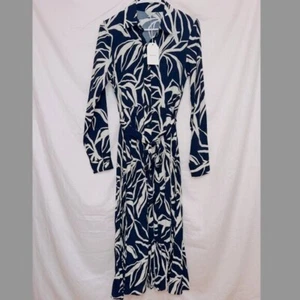 Poetry NWT Ophelia Print Navy Long Sleeve Button Front Midi Shirt Dress size 8 - Picture 1 of 8