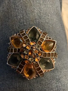 Joan Rivers Silver Tone Smokey Crystal Luxe Pin - Picture 1 of 2