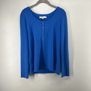 Neu mit Etikett Loft Henley-Stil weicher blauer Pullover Damen Medium Langarm Pullover - Bild 1 von 6