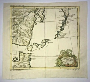 KURIL ISLANDS 1758 by NICOLAS BELLIN ANTIQUE ENGRAVED MAP 18TH CENTURY - Bild 1 von 6