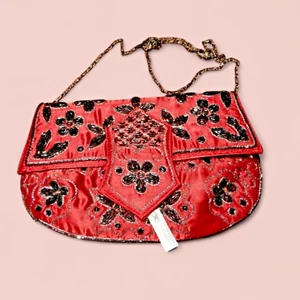 NUEVO CON ETIQUETAS CAMI Negro Cuentas Bolso de Noche Bolso Bolso Bolso Bolso Bolso Sujeto Rosa o Rojo Años 90 1C - Imagen 1 de 11