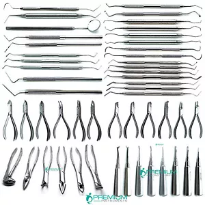 Juego de llenado de 51 alicates de fórceps dentales elevadores curetas sondas excavadoras - Imagen 1 de 5