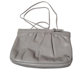 Vintage grau Morris Moskowitz Leder Handtasche Crossbody Clutch Riemen Handtasche 9"x7" T16 - Bild 1 von 7