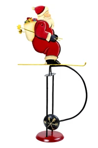 Santa Skiing Weihnachten Himmel Haken Zange Totter 20" Blech Balance Volkskunst Spielzeug Neu - Bild 1 von 1