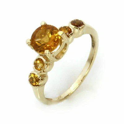 14k Yellow Gold Plated 1.4 ctw Natural Yellow Citrine 5 Stone Solitaire Ring D19 - Image 1 of 4