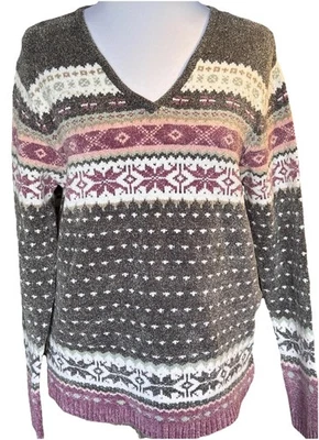 Suéter para mujer Kikit cuello en V manga larga colorido Argyle talla grande Foto 1 de 4