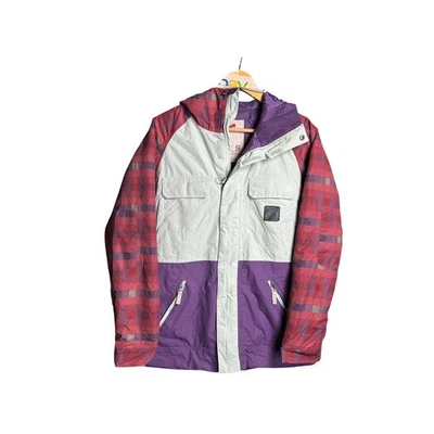 Chaqueta de esquí snowboard a cuadros Foursquare Outerwear púrpura verde menta talla S Foto 1 de 4