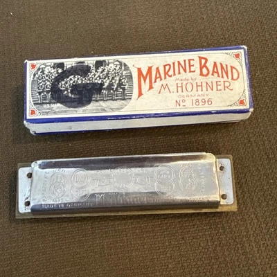 Llave armónica vintage M Hohner Marine Band of G 1896 con estuche original A440 Foto 1 de 4