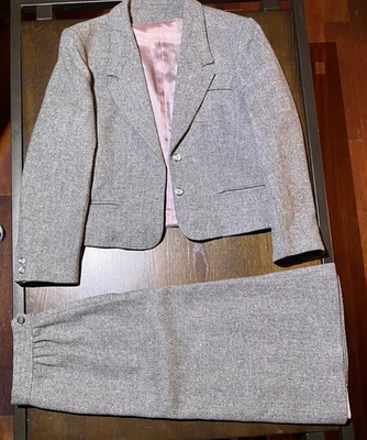 Forstmann Tweed Forecaster of Boston Lana Falda Traje Abrigo Falda Conjunto - Talla 13/14 Foto 1 de 4