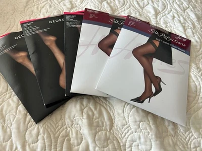 Grupo de 5 mangueras hasta el muslo con encaje Hanes & George para mujer paquetes nuevos Foto 1 de 4